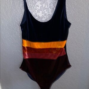 Forever 21 Multicolor Velvet Striped Bodysuit